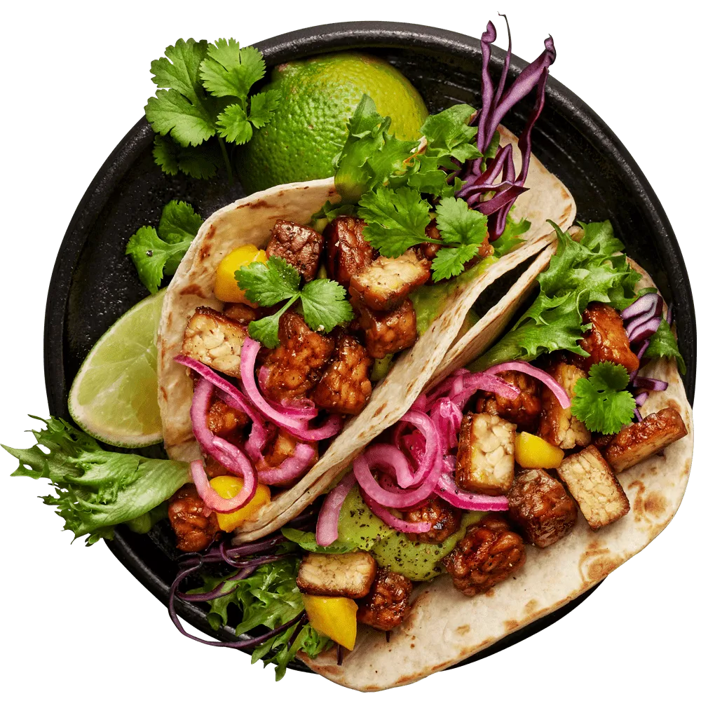 Bilden visar tacos med tempeh original