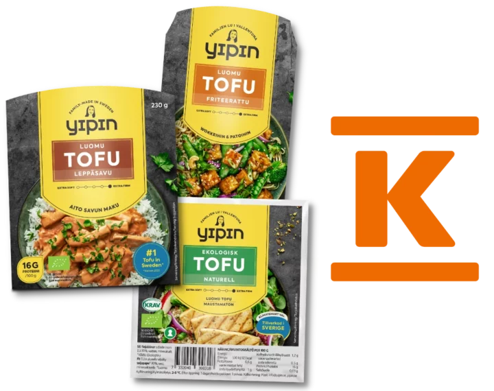 Yipin tofu– leppäsavutofu, friteerattu tofu ja maustamaton tofu
